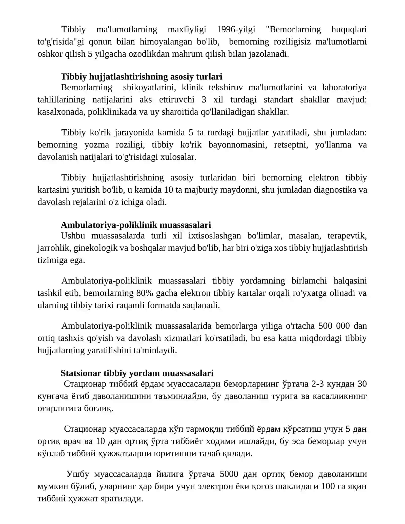 Tibbiy-profilaktika muassasalari yaratish 2