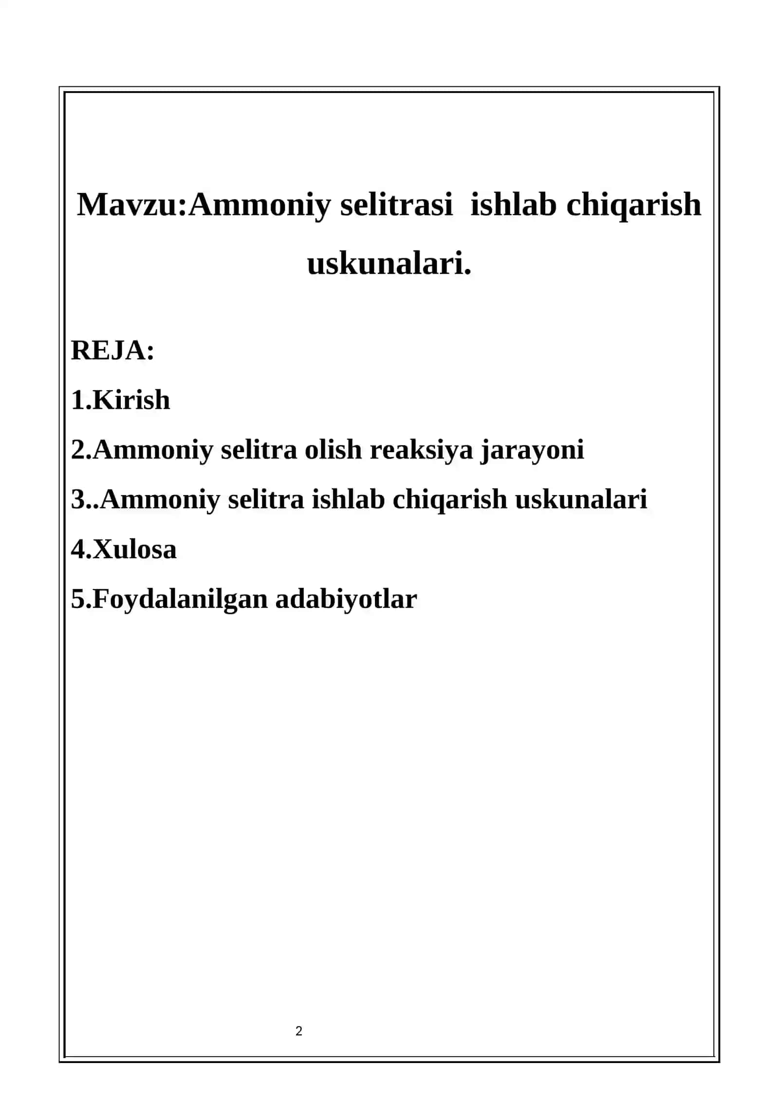 Ammoniy selitrasi ishlab chiqarish uskunalari 2
