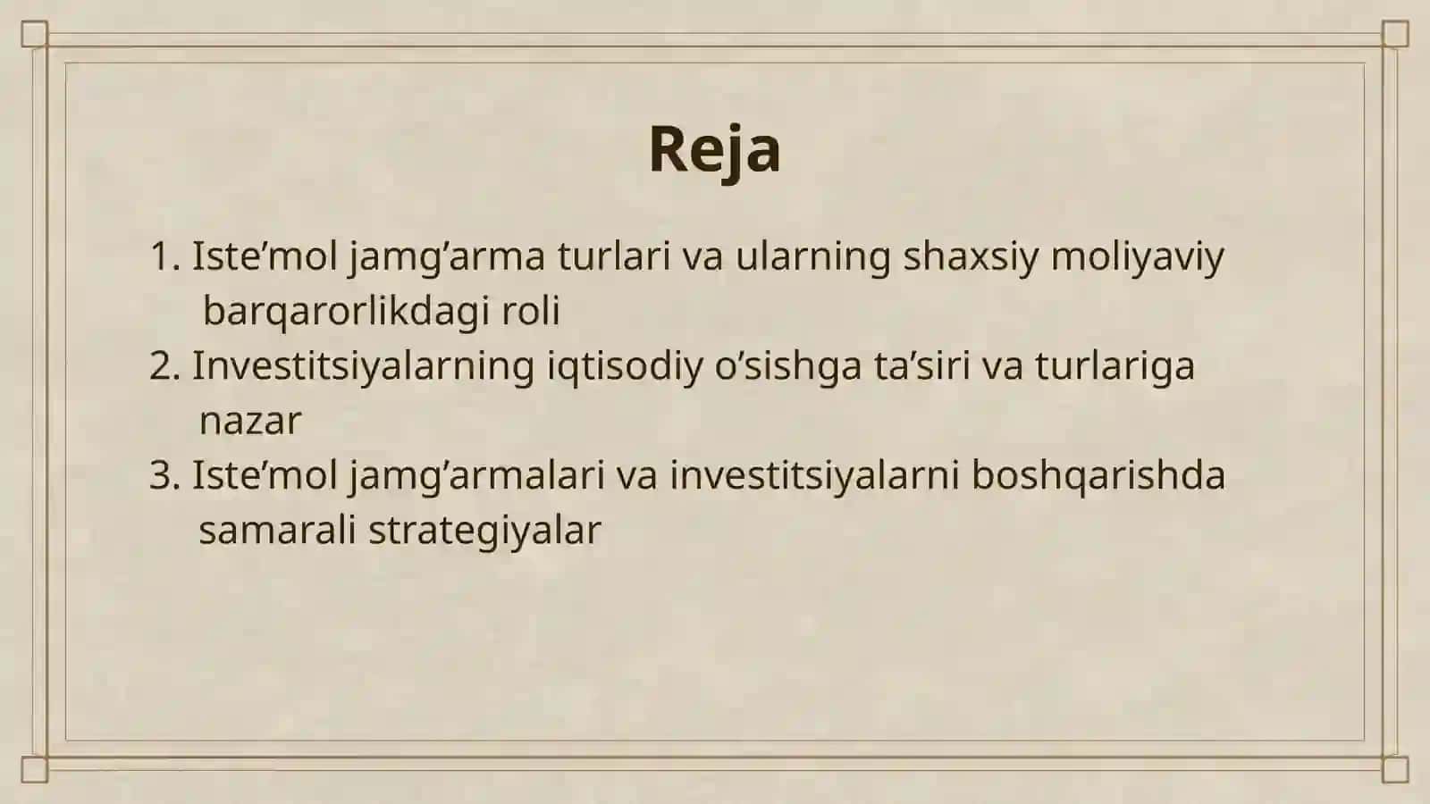 ISTE’MOL JAMG’ARMA VA INVESTITSIYALAR 2