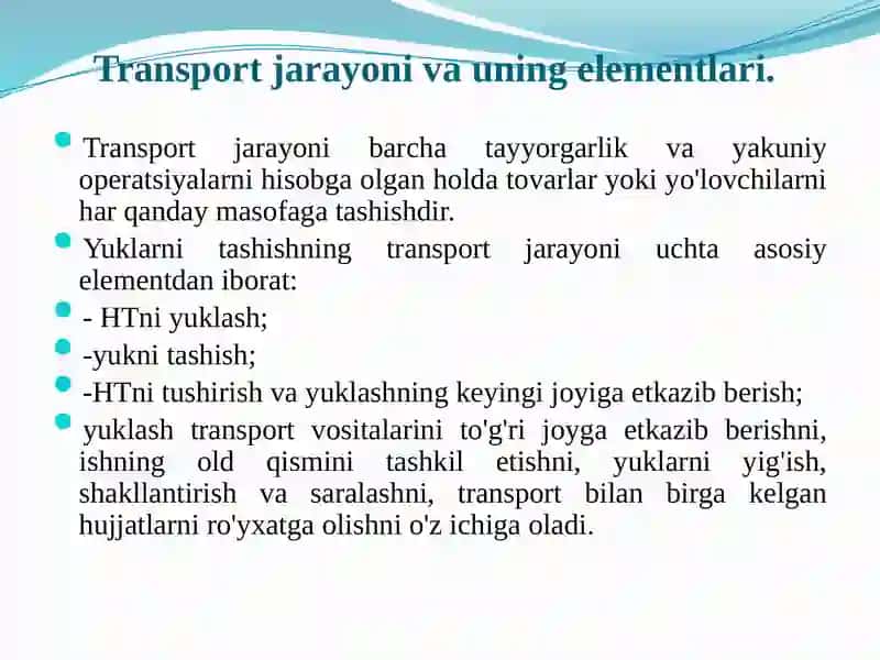Avtomobil transporti ko'rsatkichlari 2