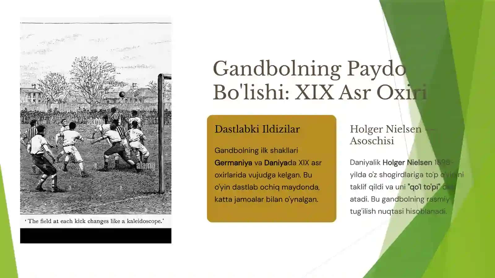 Gandbolning rivojlanishi tarixi va tasnifi 2