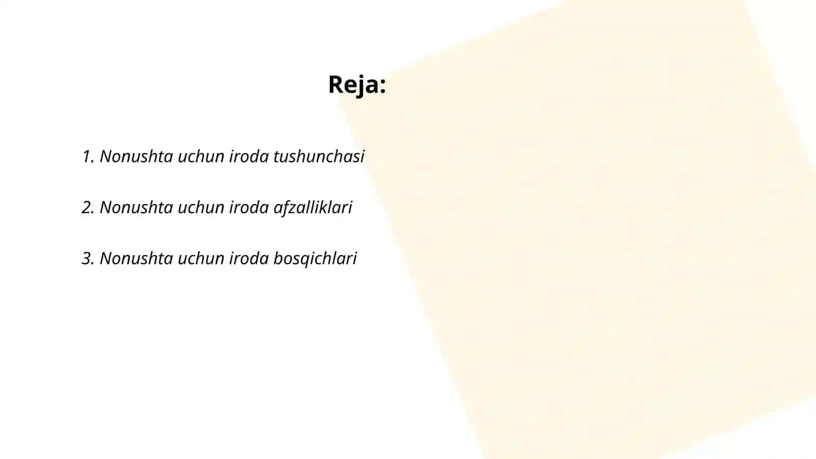 Nonushta uchun iroda 2