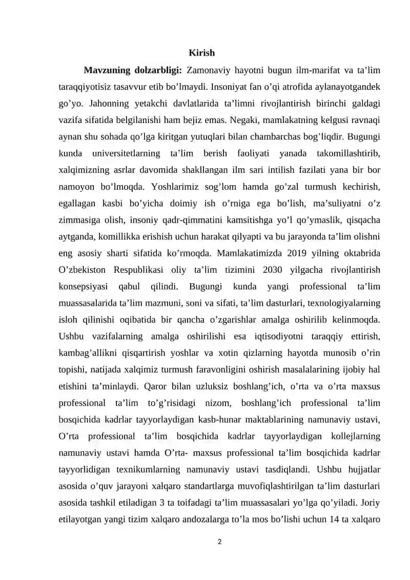 Professional ta`lim tizimi va uning mohiyati 2
