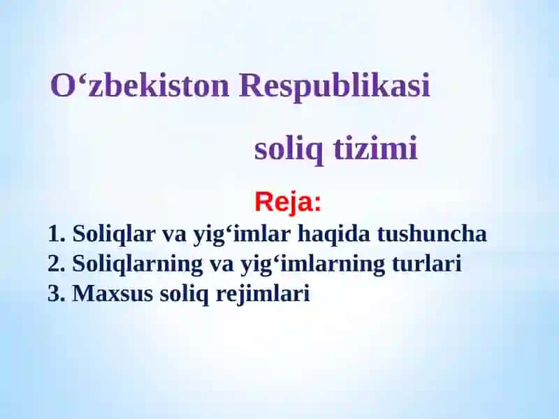 O‘zbekiston Respublikasi soliq tizimi 2