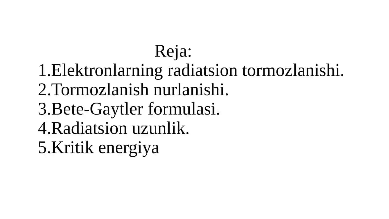 Elektronlarning radiatsion tormozlanishi 2