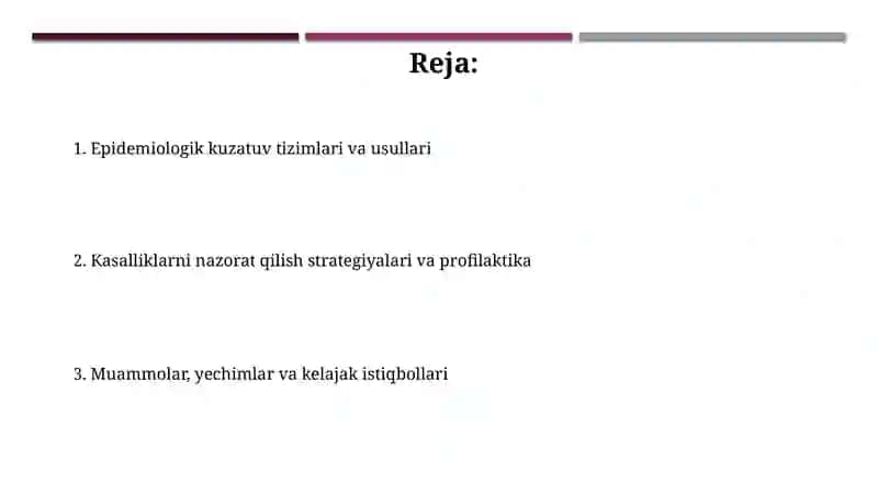 Yuqumli kasalliklar ustidan epidemiologik kuzatuv va nazorat 2