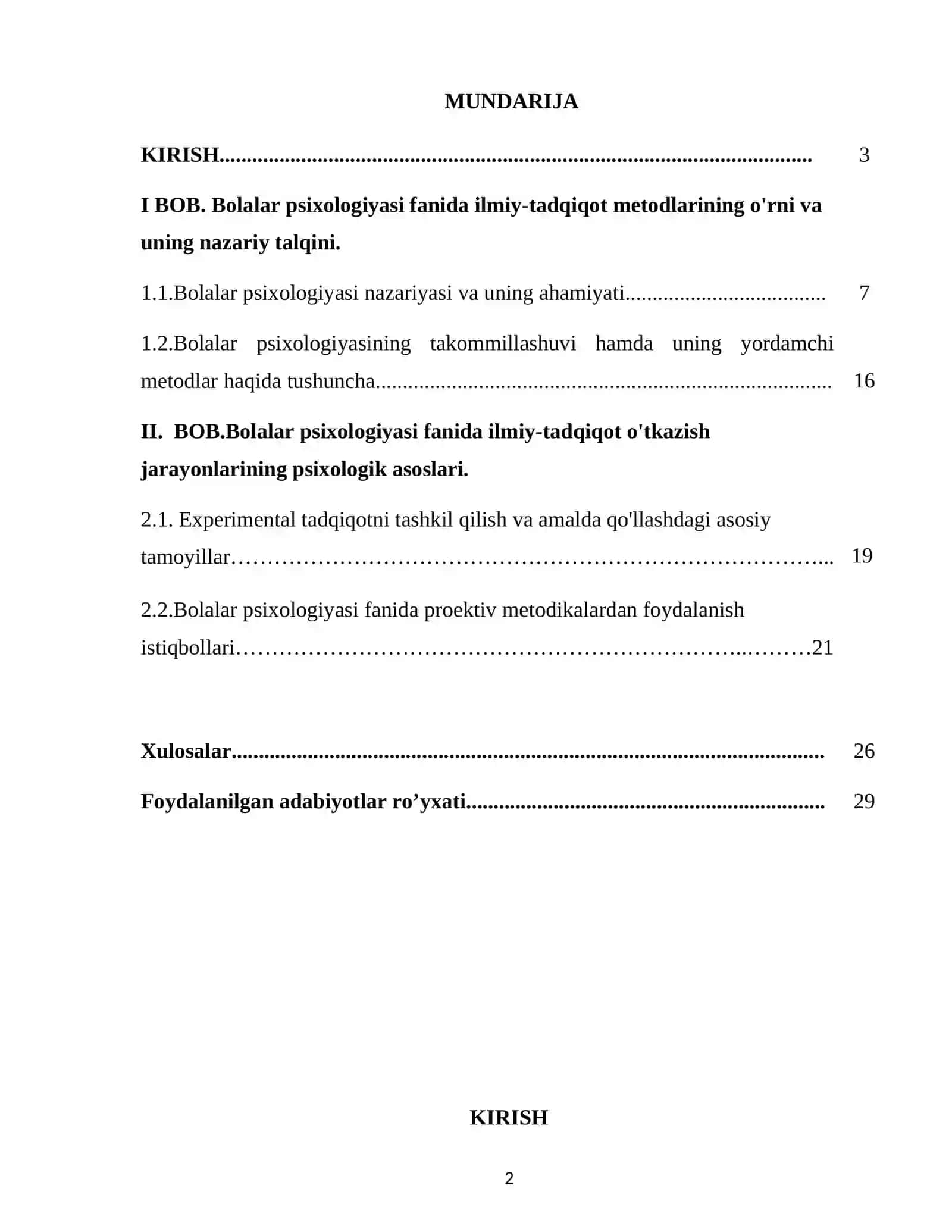 «Bolalar psixologiyasining ilmiy-tadqiqot metodlari» KURS ISHI 2