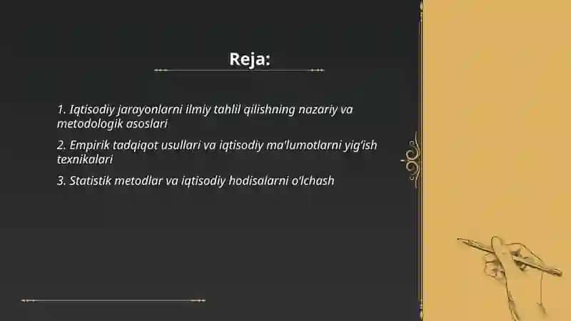 Iqtisodiy jarayonlarni ilmiy bilish usullari 2