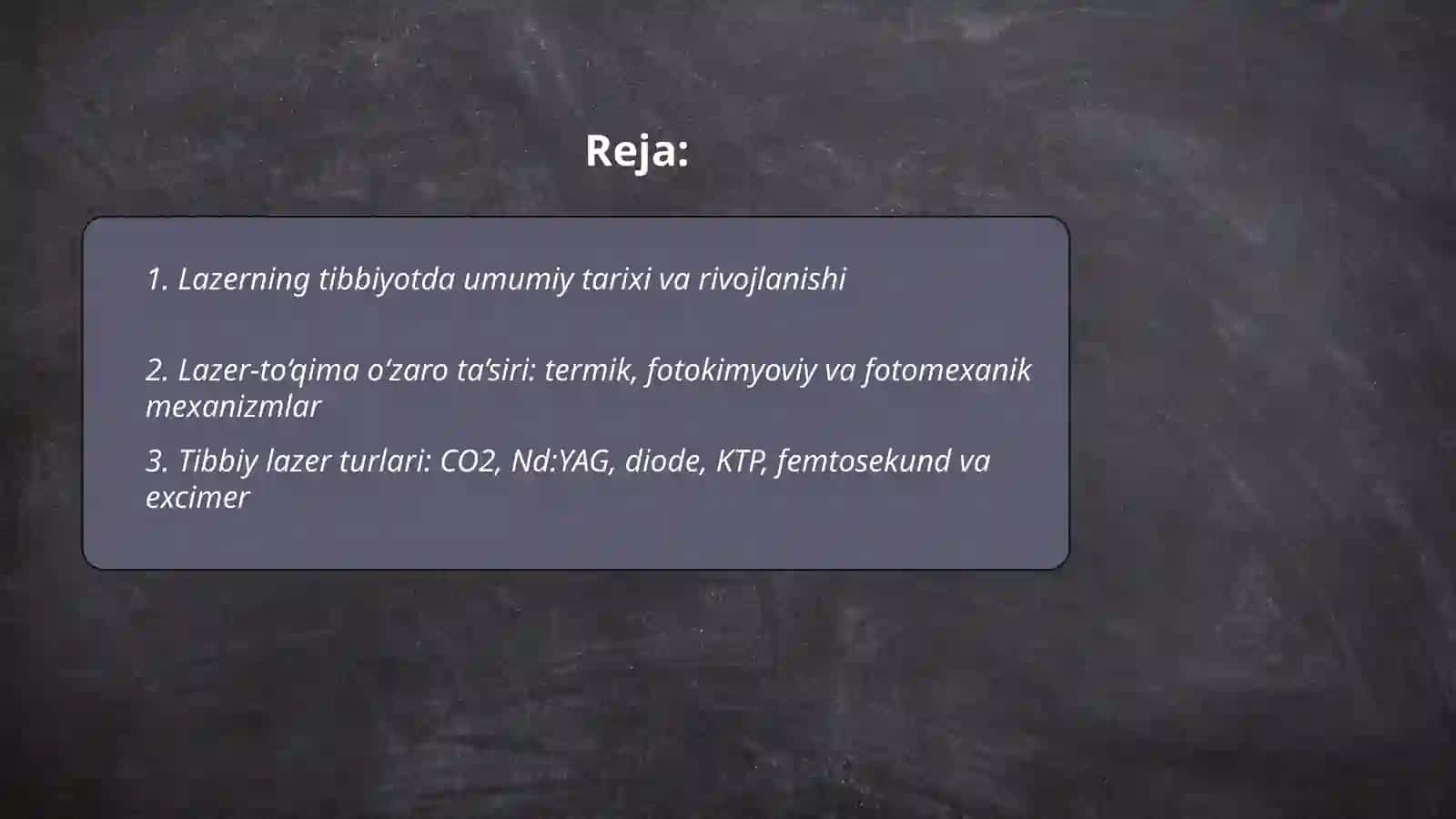 Lazerning tibbiyotda qōllanilishi 2