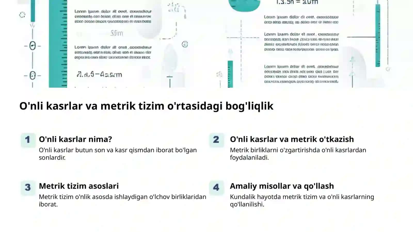 Uzunlikni o'nli ulushlar bilan ifodalash 2
