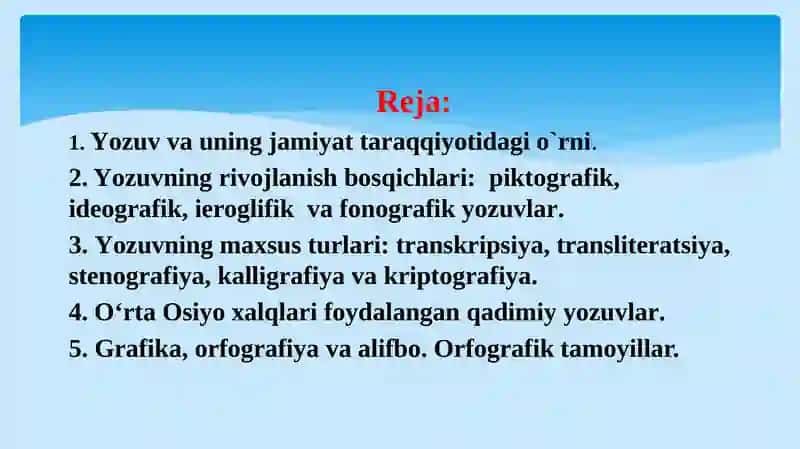 Yozuv va uning  RIVOJLANISH BOSQICHLARI 2