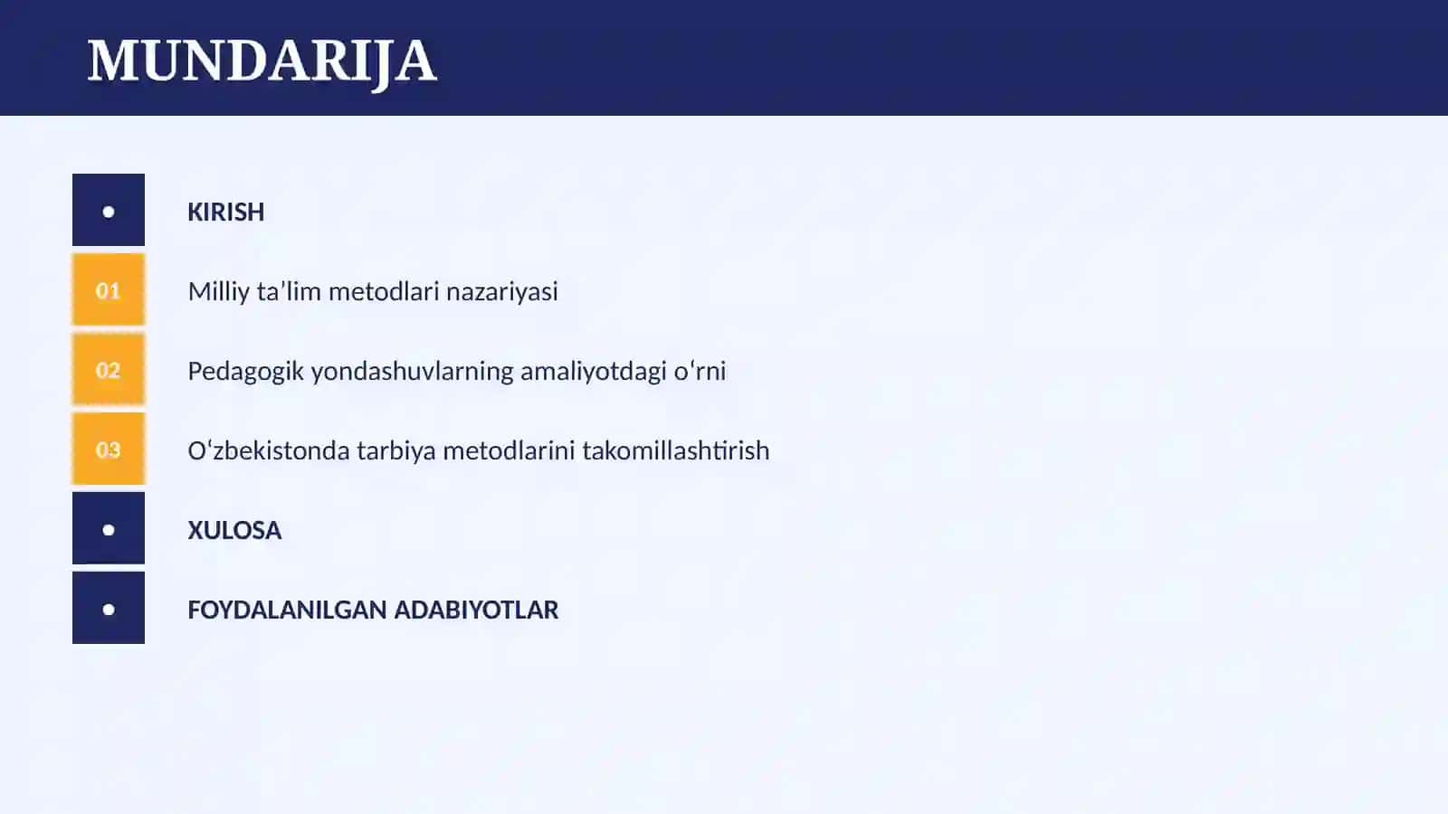 O‘ZBEKISTONDA TA'LIM-TARBIYA METODLARI 2