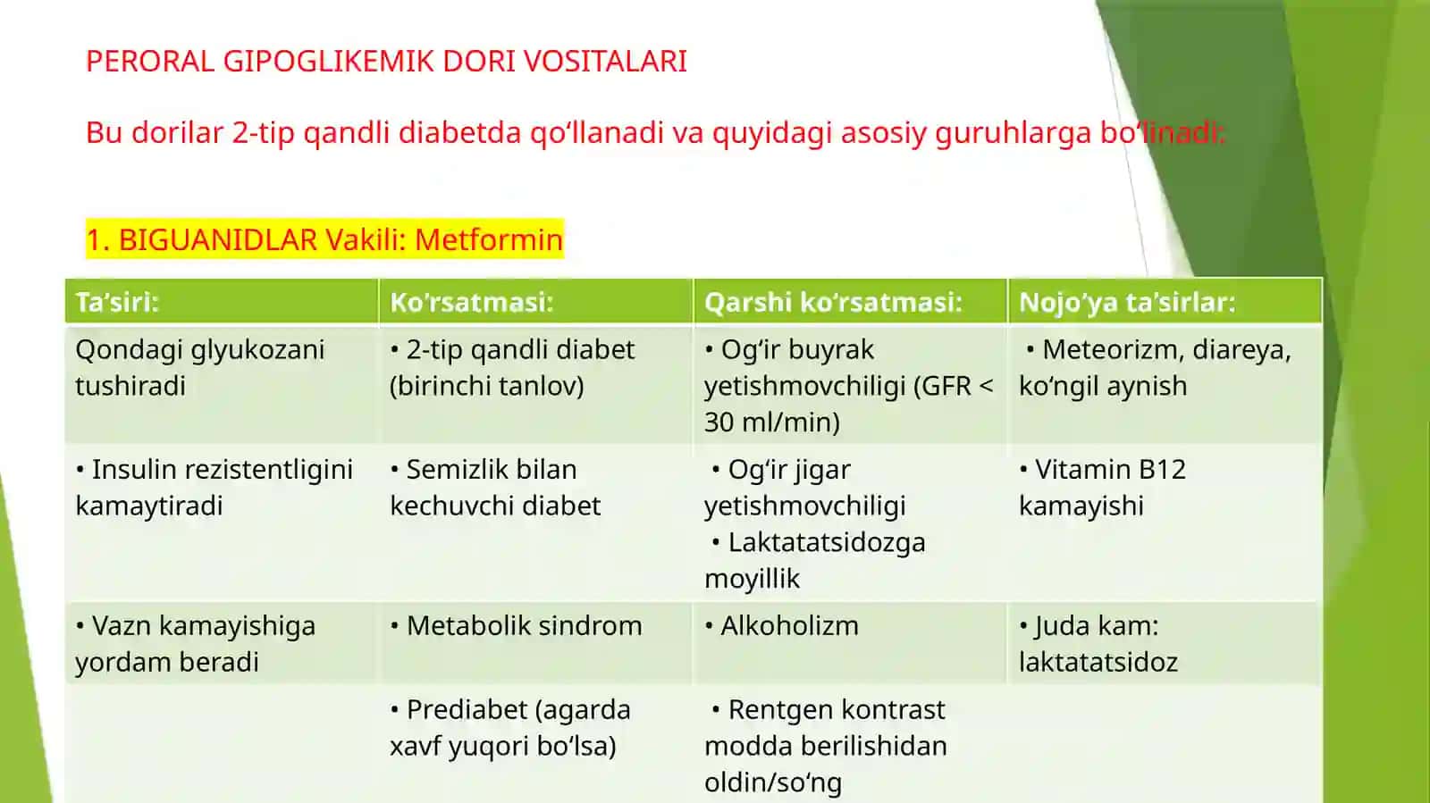 PERORAL GIPOGLIKEMIK DORI VOSITALARI 2