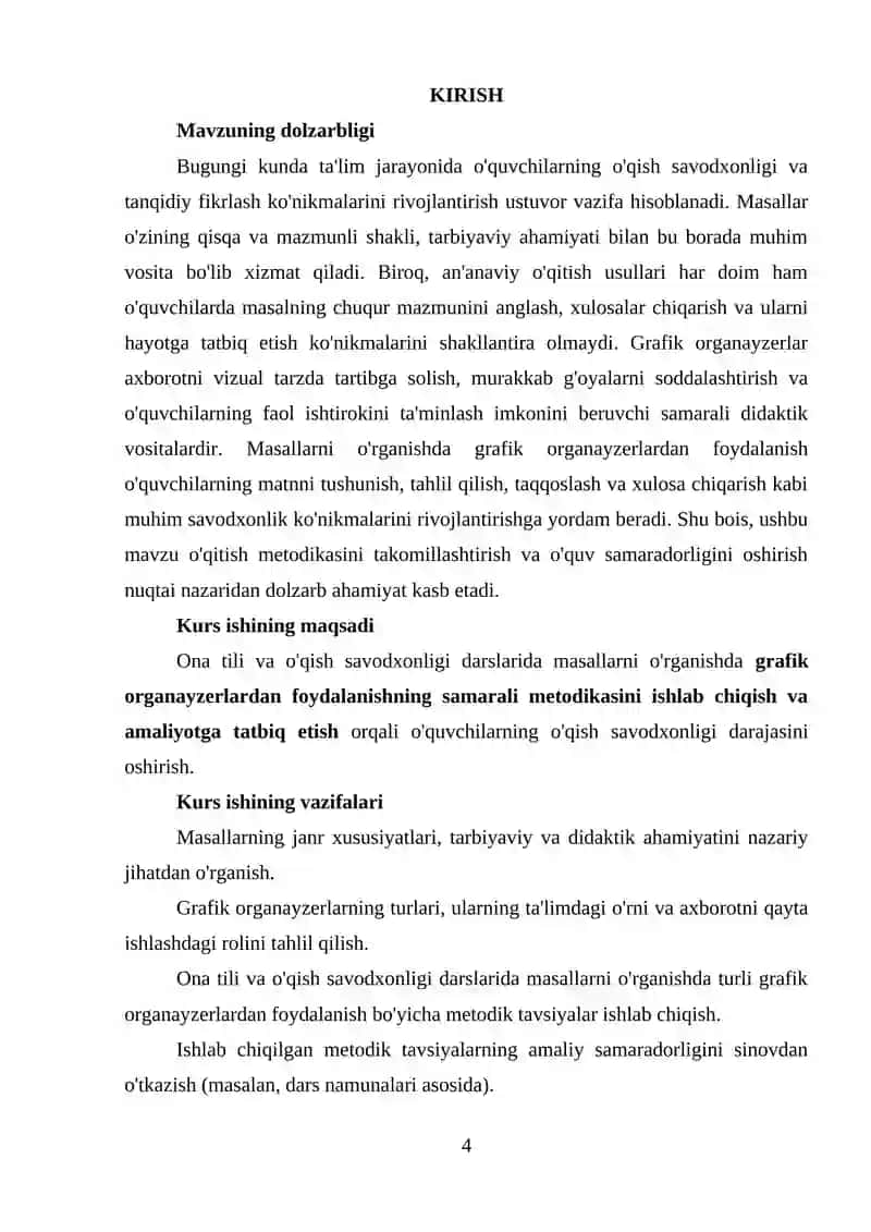 Masallarning O'qitilishi 2
