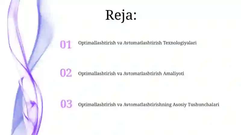 Optimallashtirish va Avtomatlashtirish 2