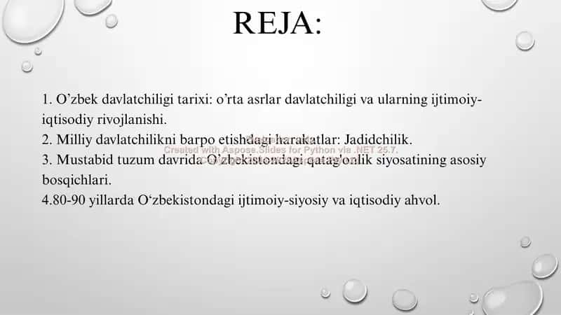 O'zbekistonning Eng yangi tarixi fanidan mustaqil ishi 2