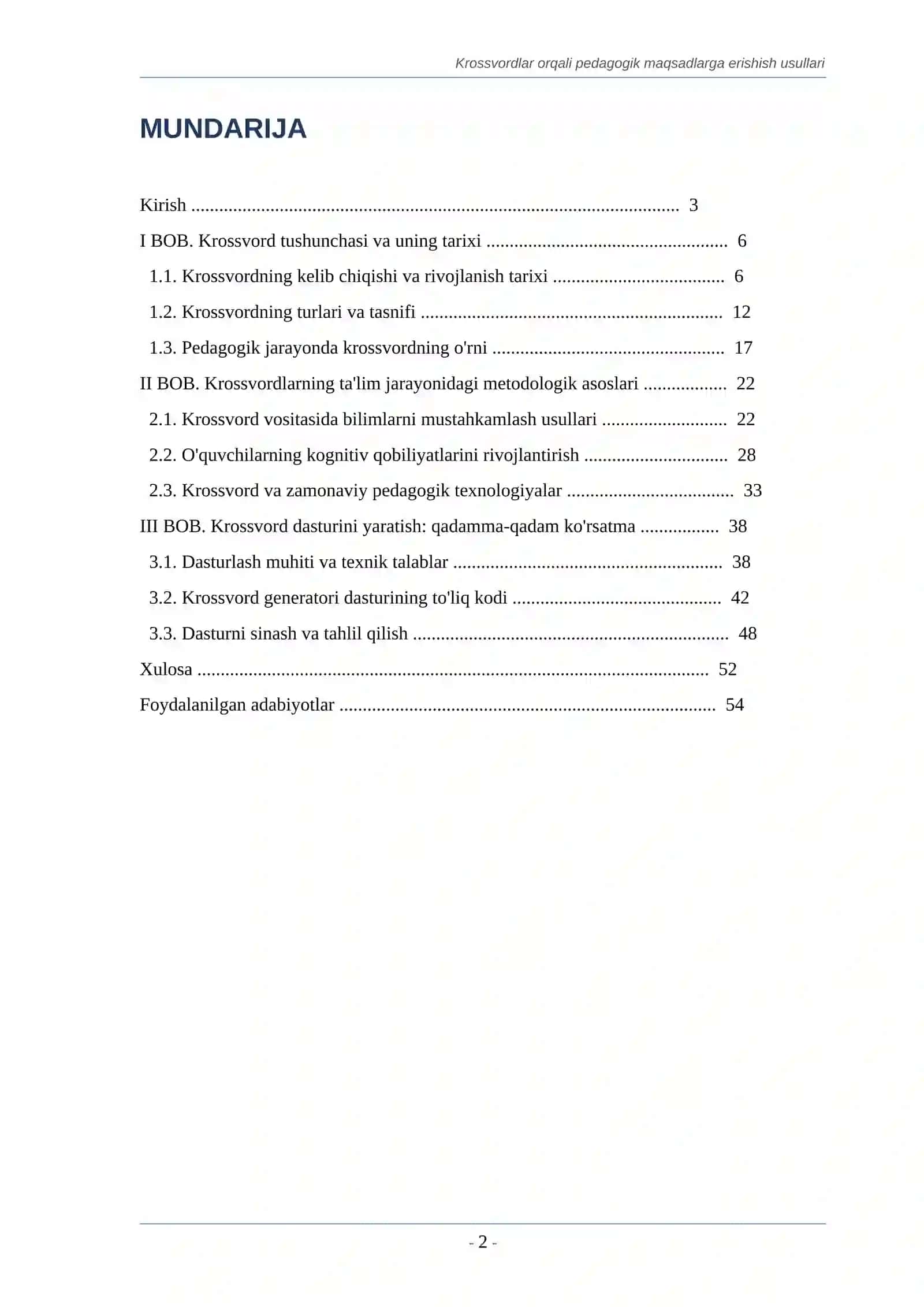 KROSSVORDLAR ORQALI PEDAGOGIK MAQSADLARGA ERISHISH USULLARI 2