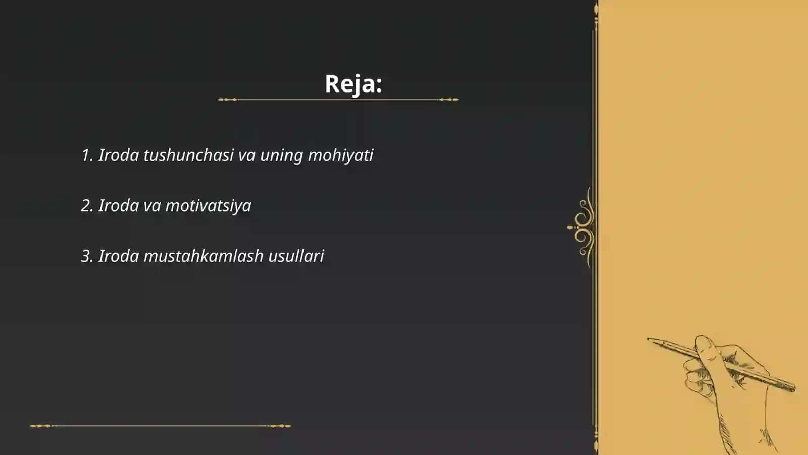 Iroda va irodani mustahkamlovchi psixologik mashg'ulotlar 2