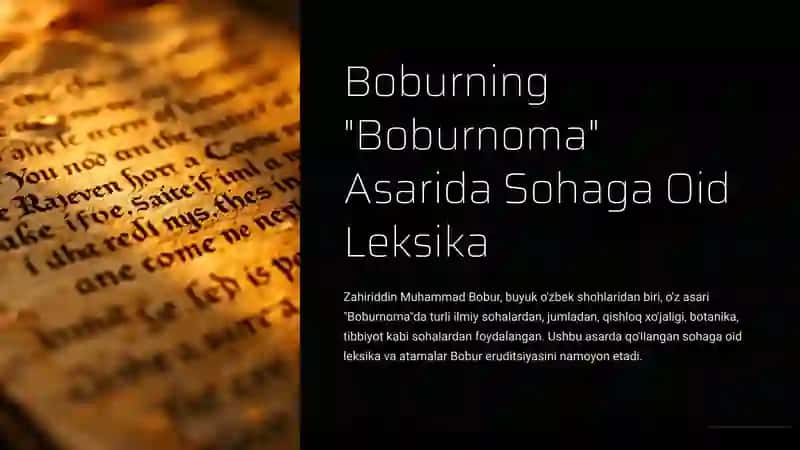 Boburning "Boburnoma" Asarida Sohaga Oid Leksika 2
