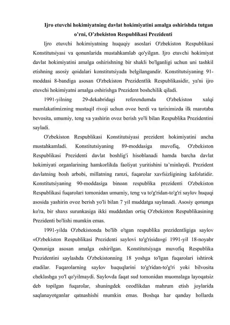 Ijro etuvchi hokimiyatning huquqiy asoslari 2
