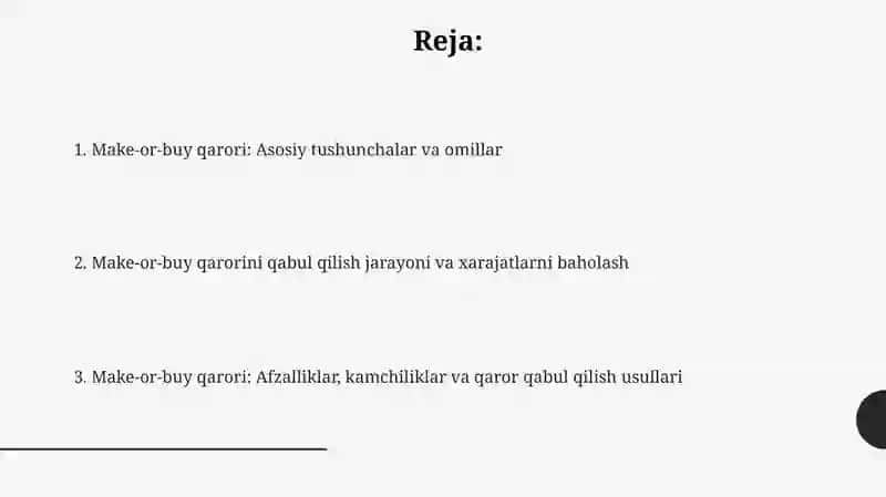 Make-or-buy Qarori 2