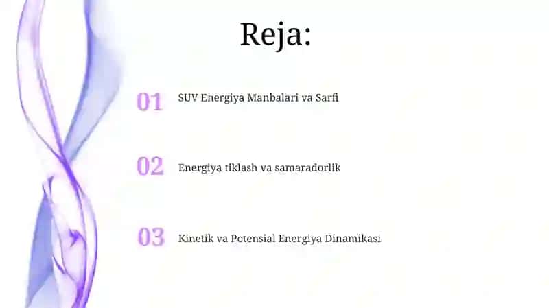 SUV Energiya Manbalari va Sarfi 2