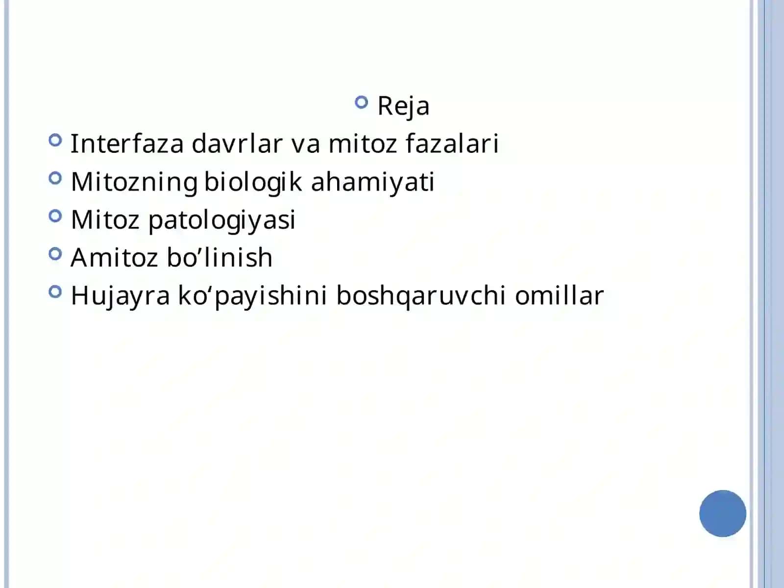 Interfaza davrlar va mitoz fazalari 2