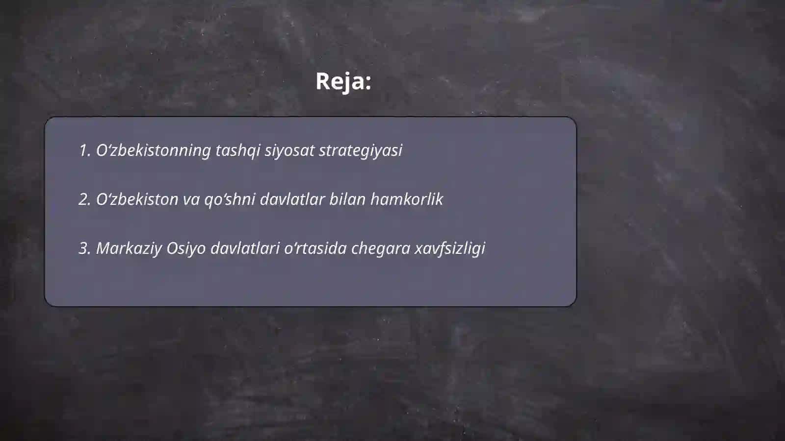 O‘zbekistonning tashqi siyosat strategiyasi 2