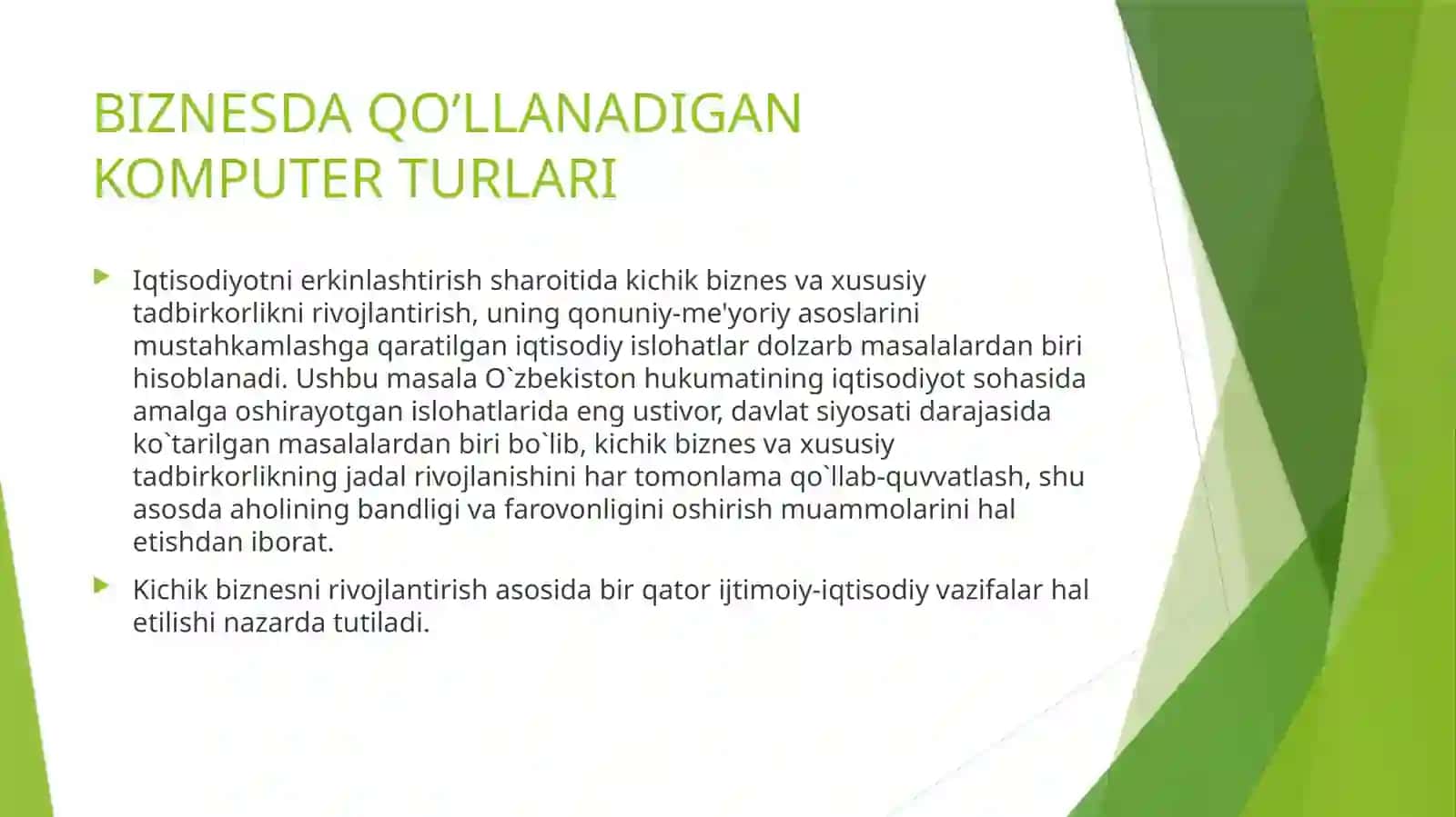 BIZNESDA QO’LLANADIGAN KOMPUTER TURLARI 2