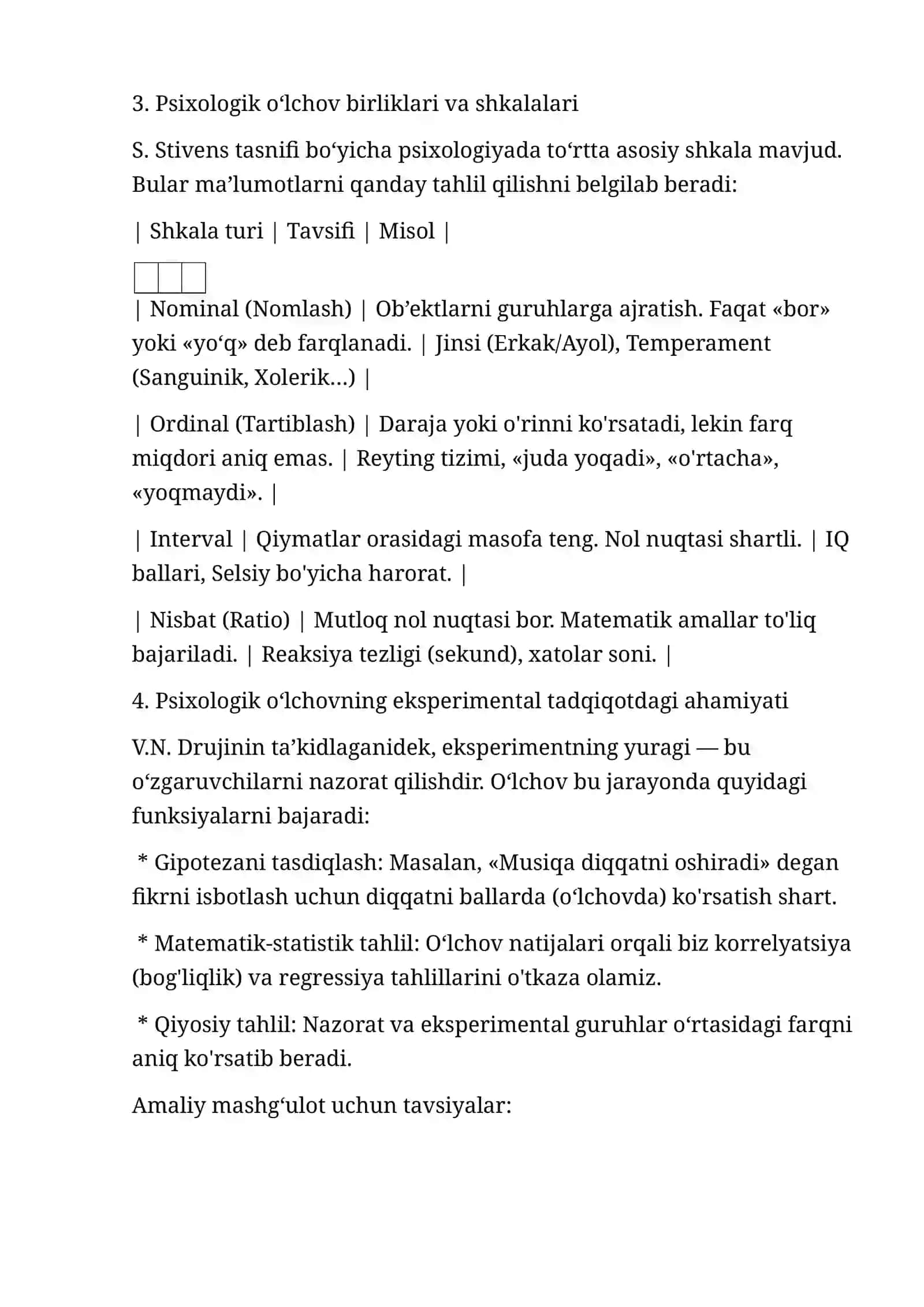 Psixologik o‘lchov (psixometriya) 2