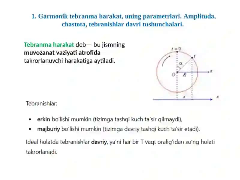 GARMONIK TEBRANMA HARAKAT, UNING PARAMETRLARI 2