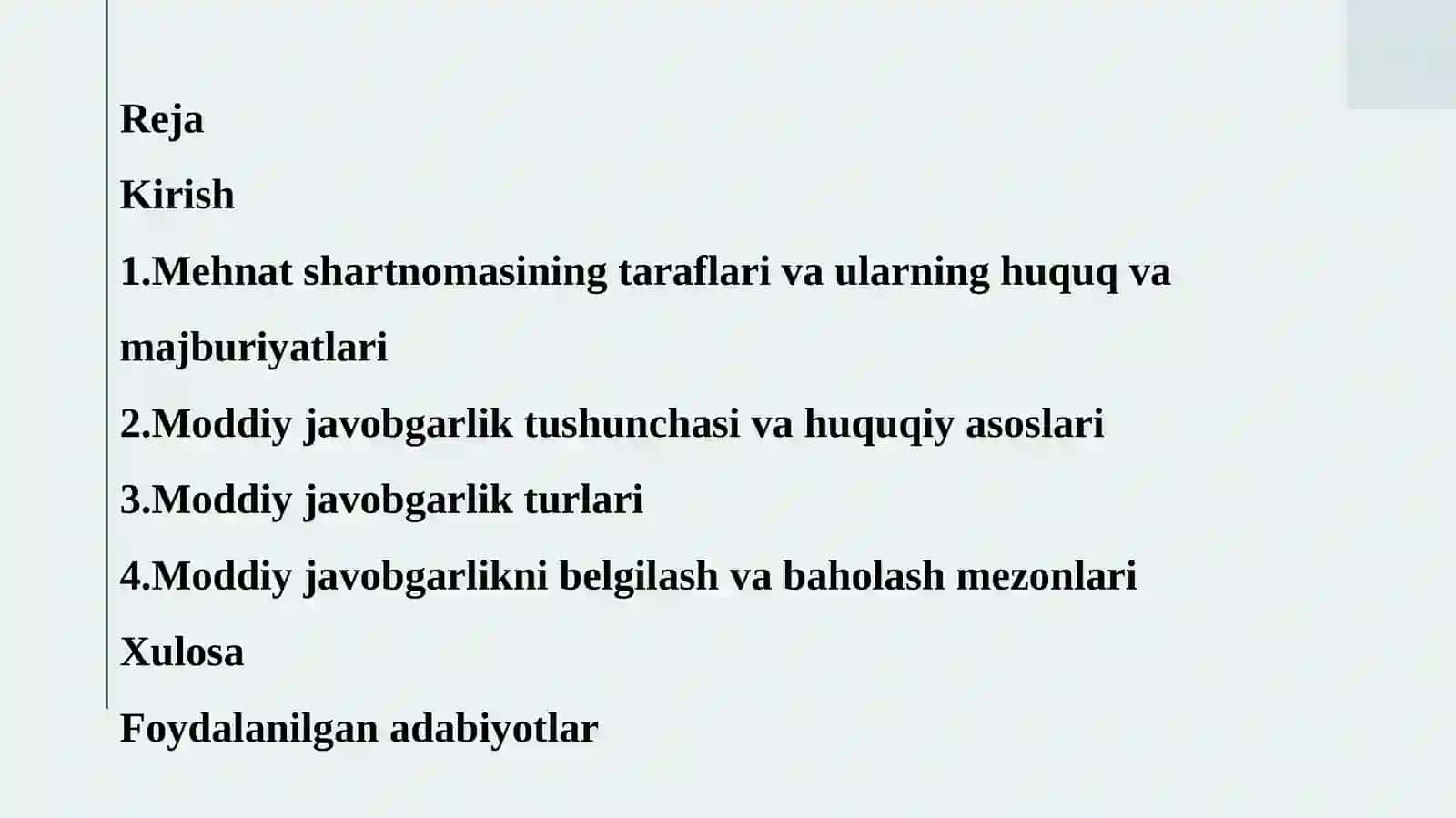 Mehnatshartnomasi taraflarining moddiy javobgarligi 2