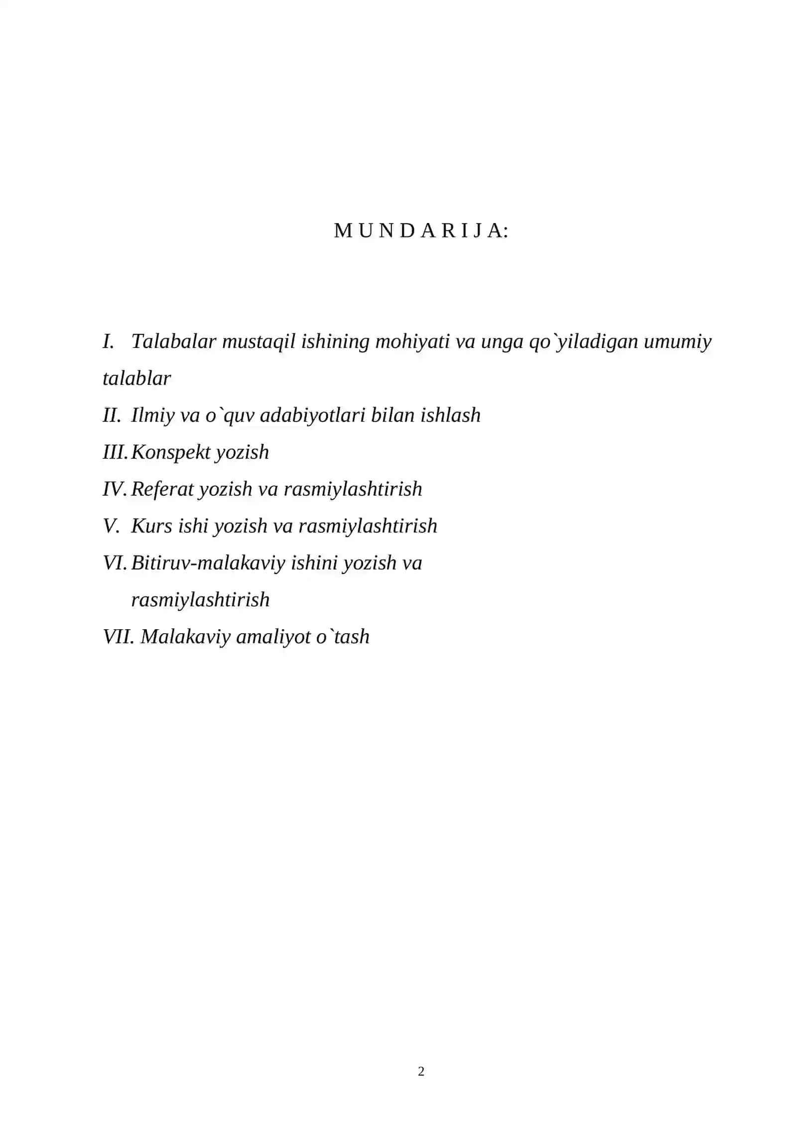 Talabalar mustaqil ishini tashkil etish 2