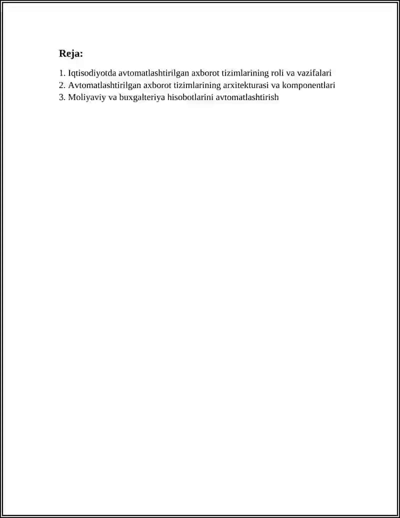 IQTISODIYOTDA AVTOMATLASHTIRILGAN AXBOROT TIZIMLARI 2