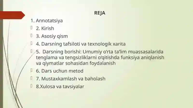 Tenglama va tengsizliklarda funksiya aniqlanish va qiymatlar sohasi topish 2