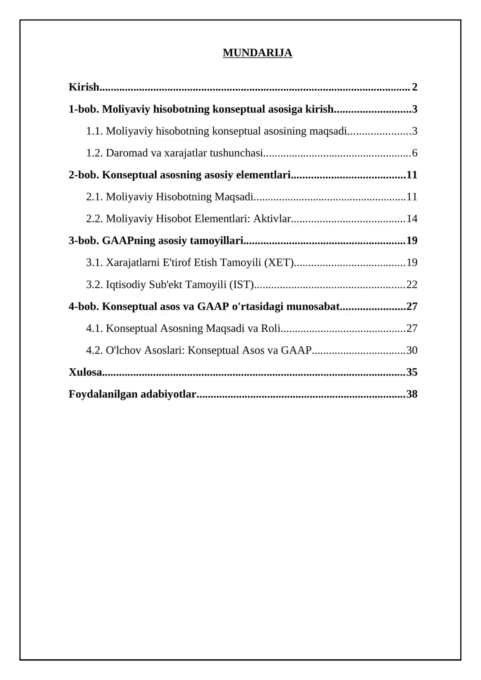 Moliyaviy hisobotning konseptual asosi va gaap 2
