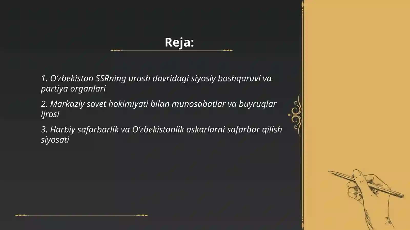 Oʻzbekiston ikkinchi jahon urushida kechgan siyosiy hayot 2