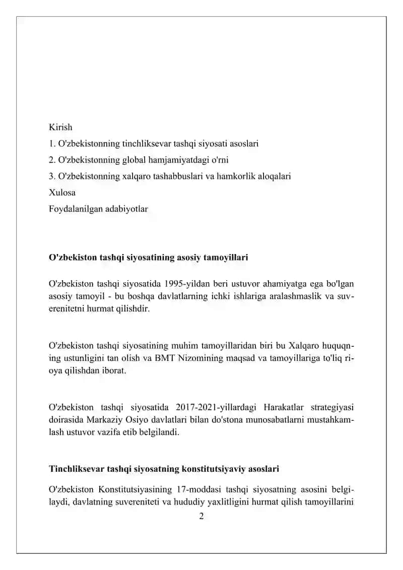 O'zbekistonning tashqi siyosati 2