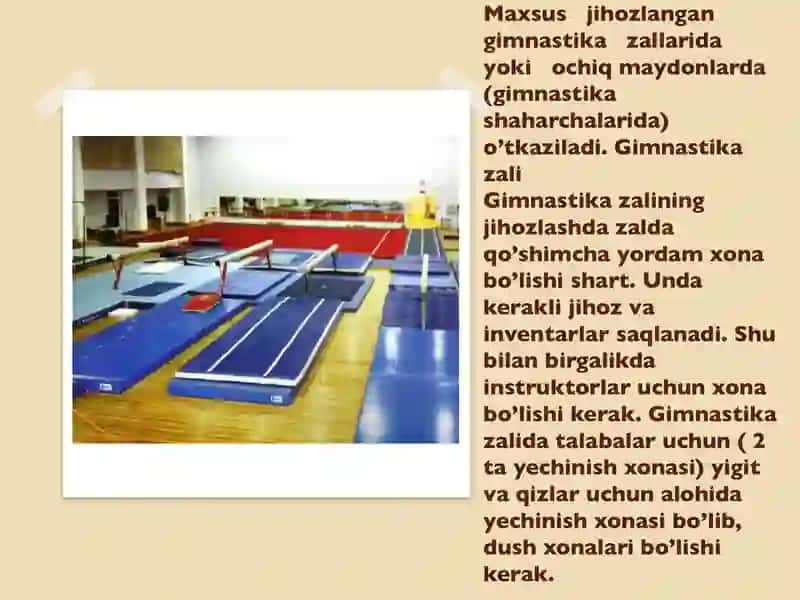 Gimnastika jihozlarining to‘planmasi 2
