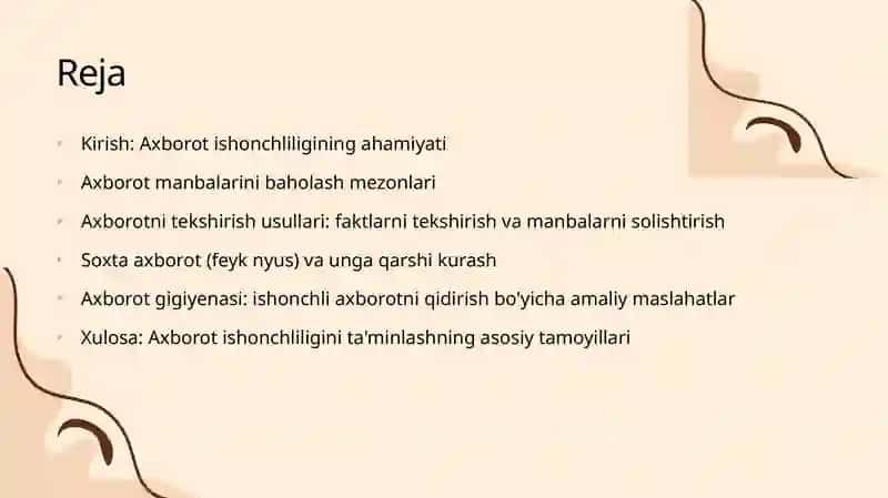 Axborotning ishonchliligi va tekshirish usullari 2