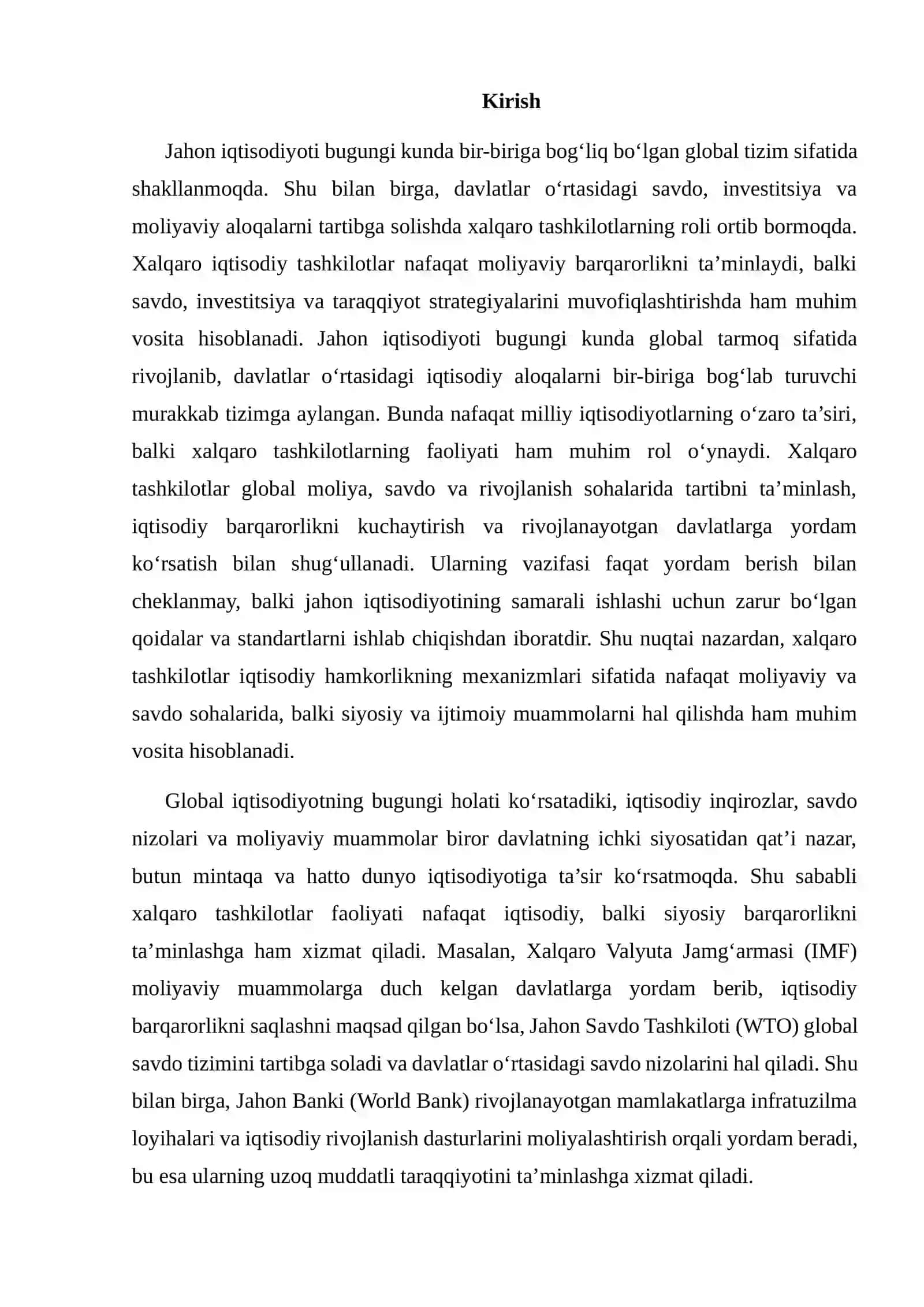 Xalqaro tashkilotlar va jahon iqtisodiyoti 2