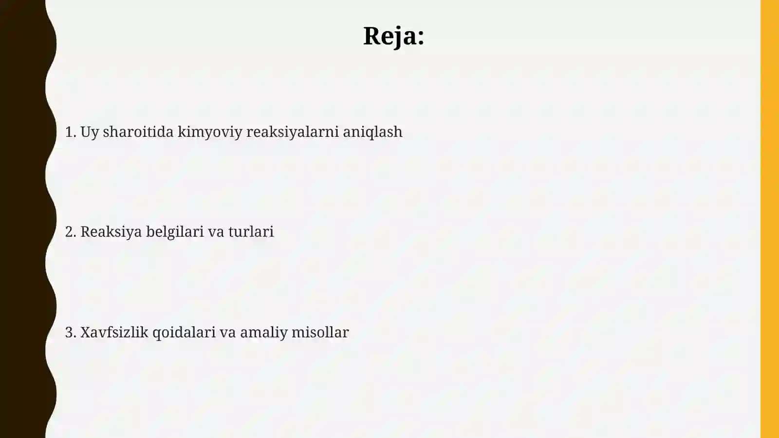 Uy sharoitida kimyoviy reaksiyalarni aniqlash 2