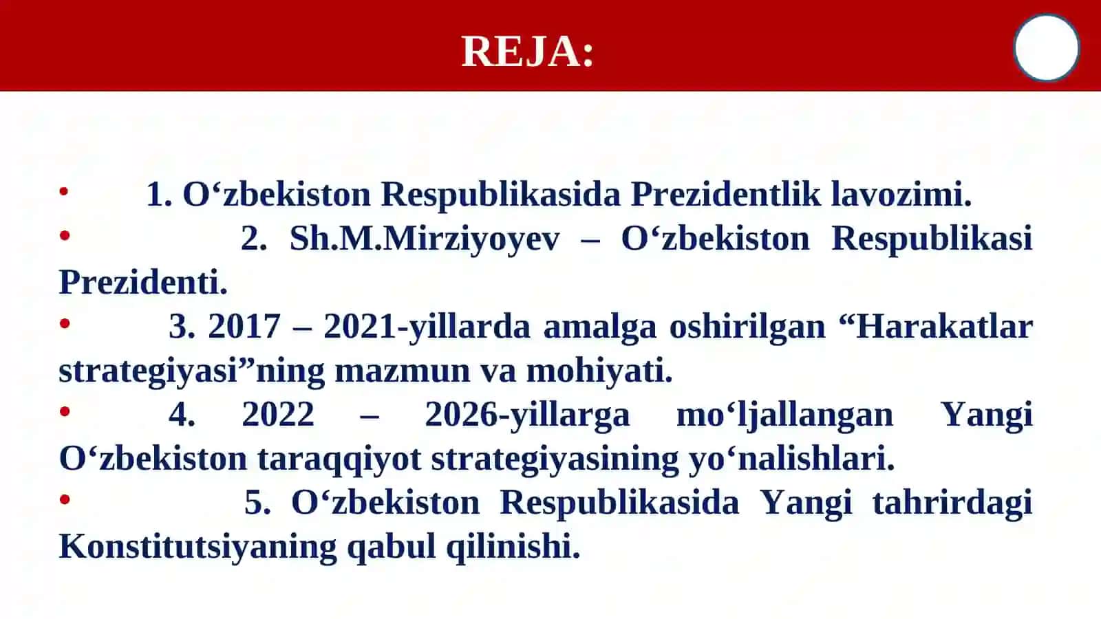 YANGI O‘ZBEKISTONDA PREZIDENT SH.M.MIRZIYOYEV RAHBARLIGI VA TASHABBUSI OSTIDA AMALGA OSHIRILAYOTGAN ISLOHOTLAR 2