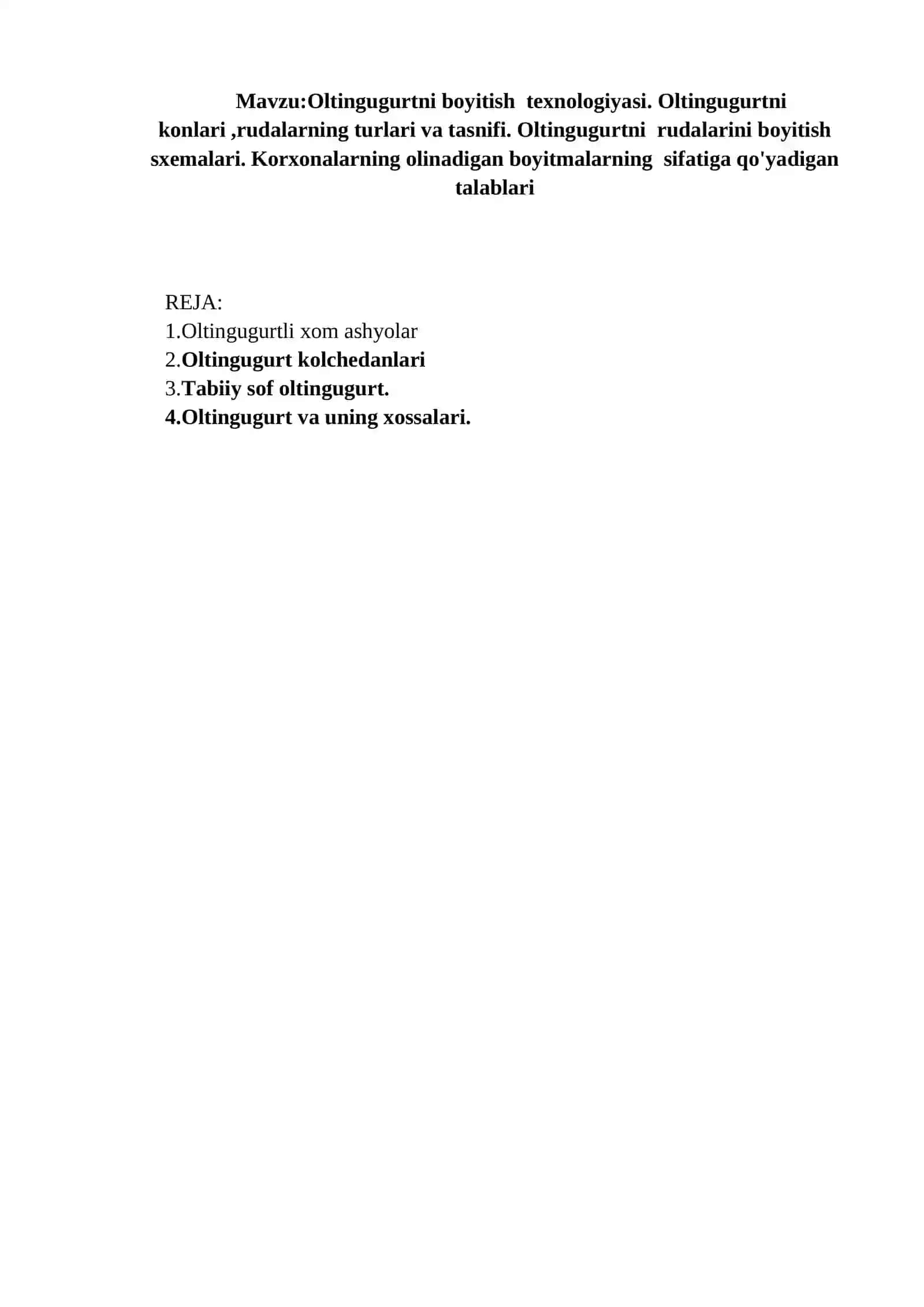 Oltingugurtni Boyitish Texnologiyasi 2