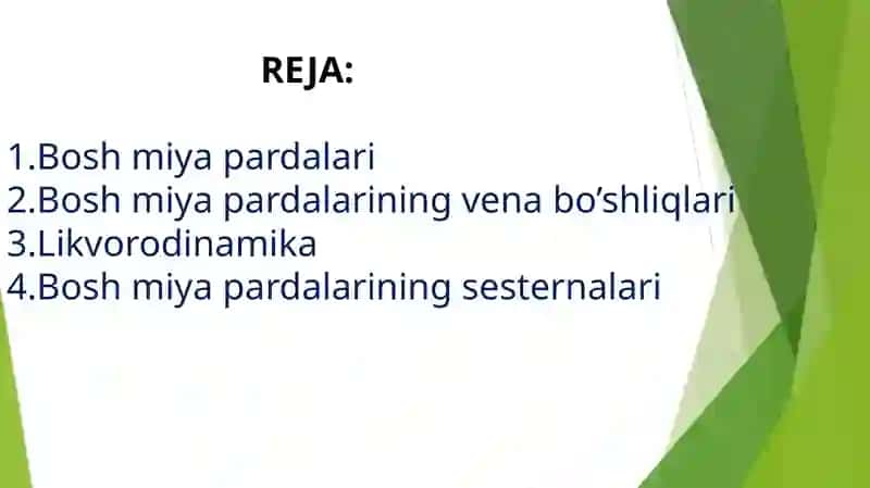 Bosh miya pardalarining vena bo’shliqlari va sisternalari 2