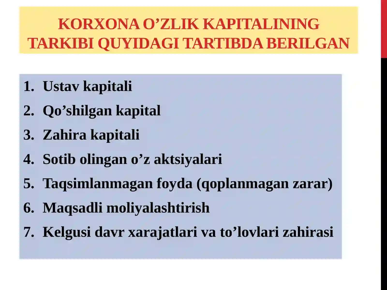 O‘ZLIK KAPITALI HISOBI 2