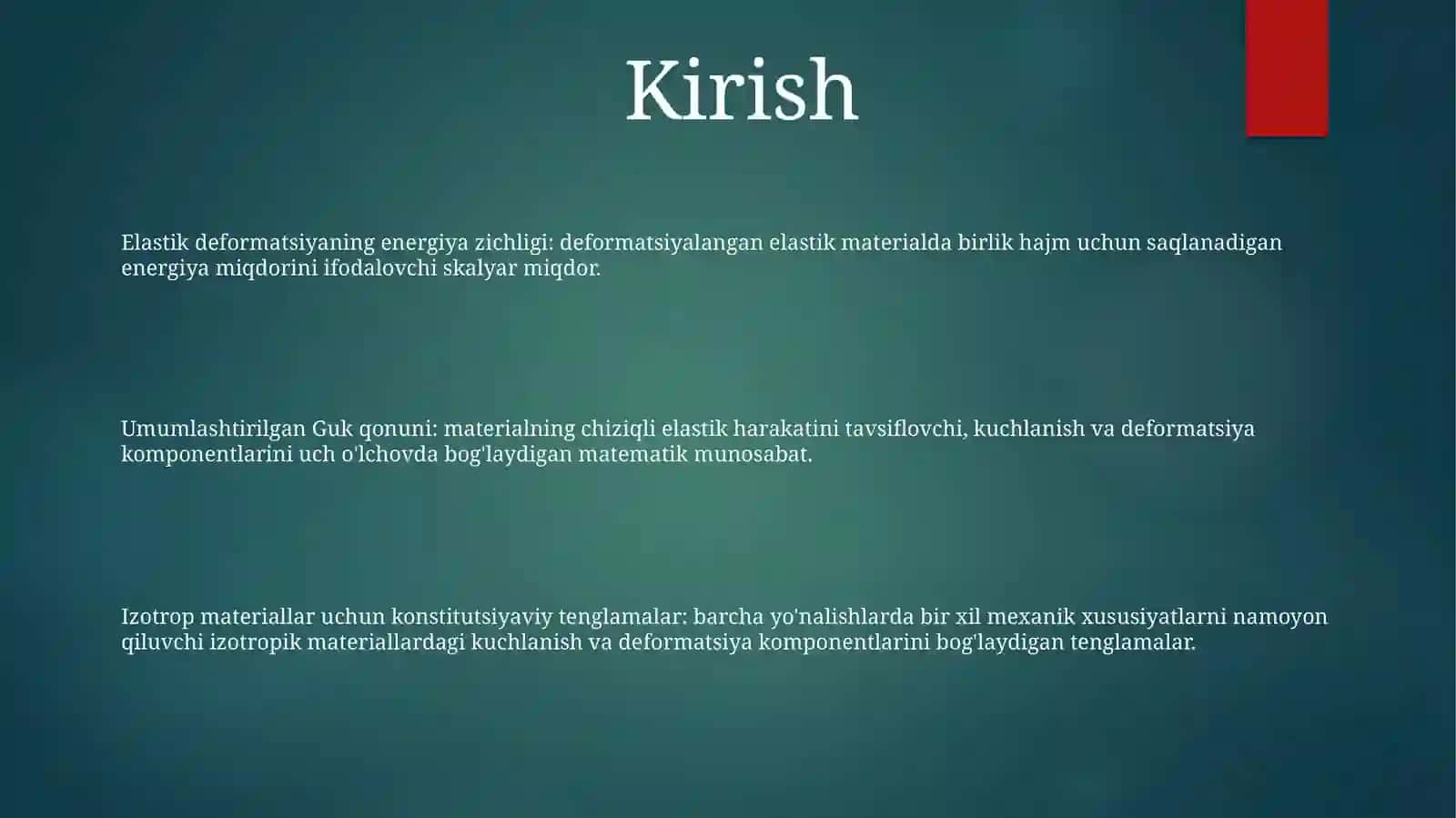 Defarmatsiyalanuvchi Jism Nuqtalaridagi Umumlashgan Hajmiy Kuchlanish Holati Guk Qonunlari 2