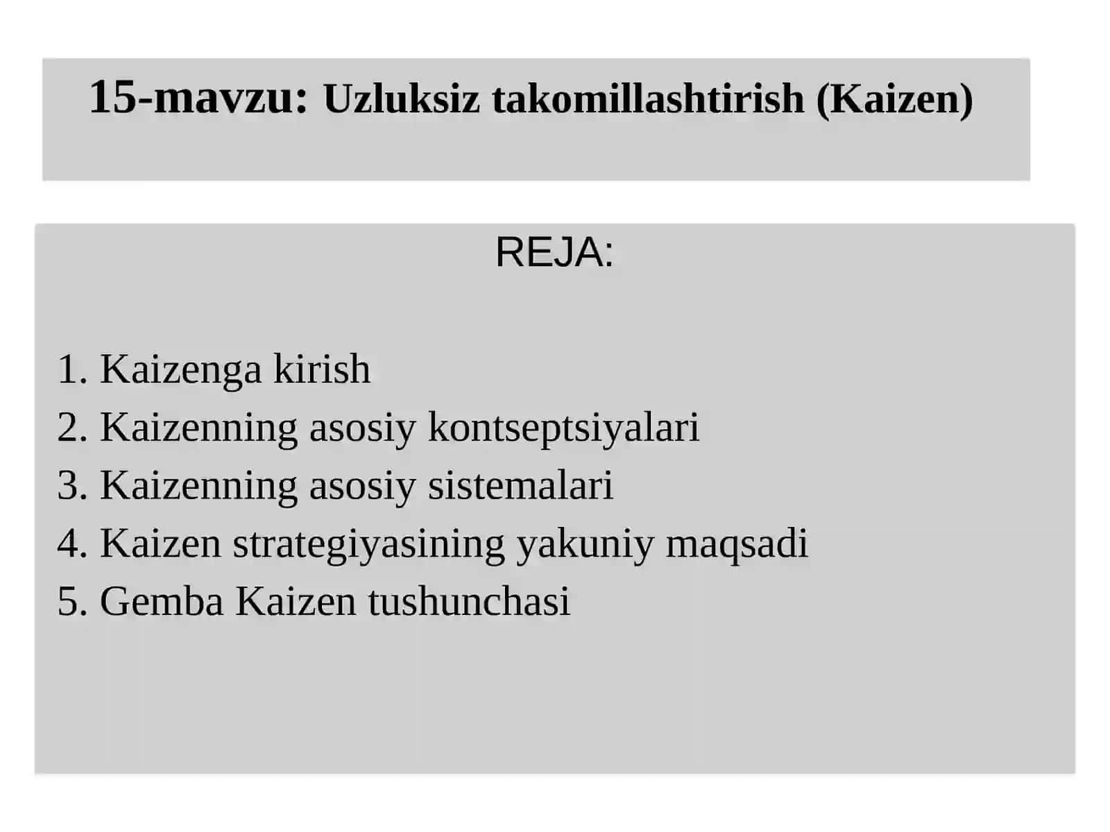 Uzluksiztakomillashtirish(Kaizen) 2