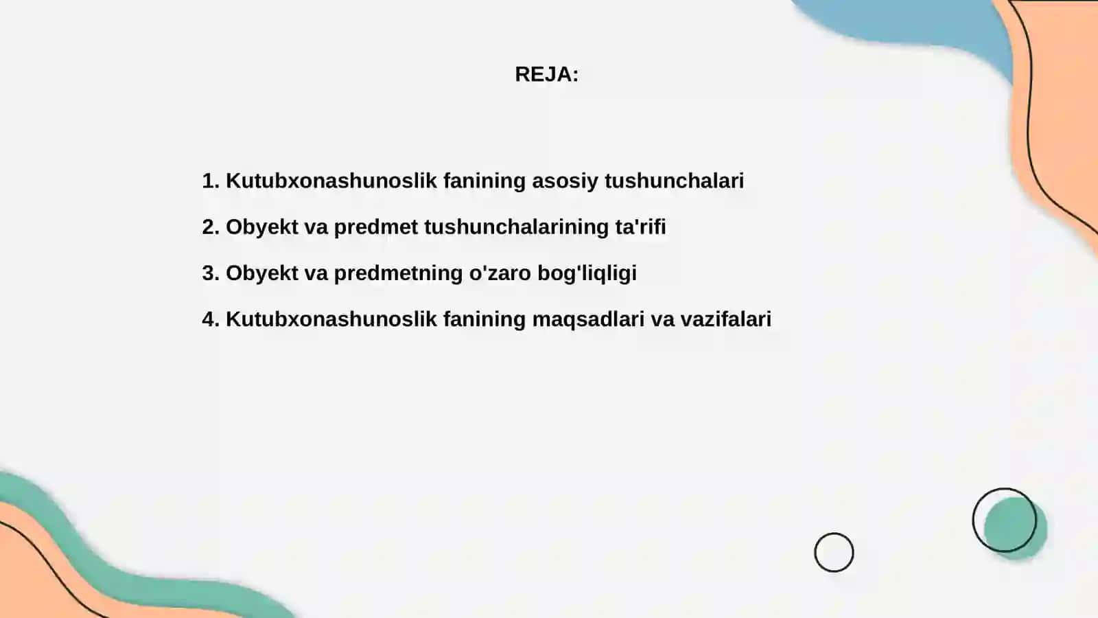 Kutubxonashunoslik fanini obyekti va predmeti adashmasam 2