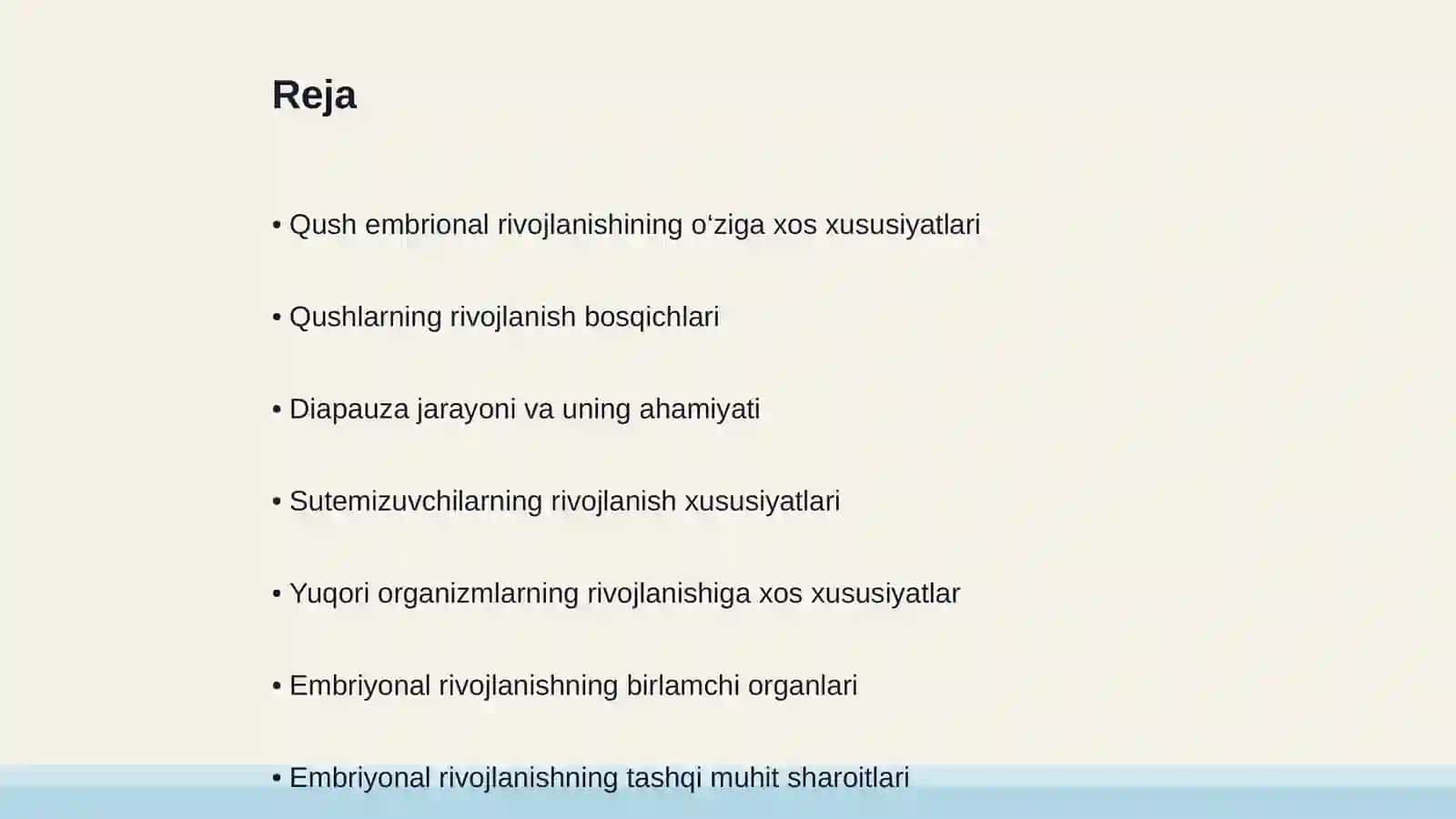 Qushlarning rivojlanishi 2